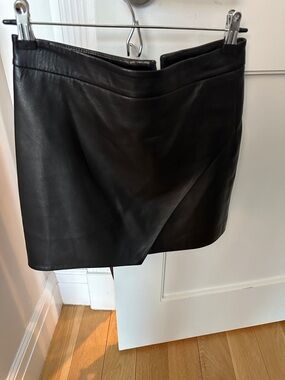 Black Faux Leather Asymmetrical Mini Skirt